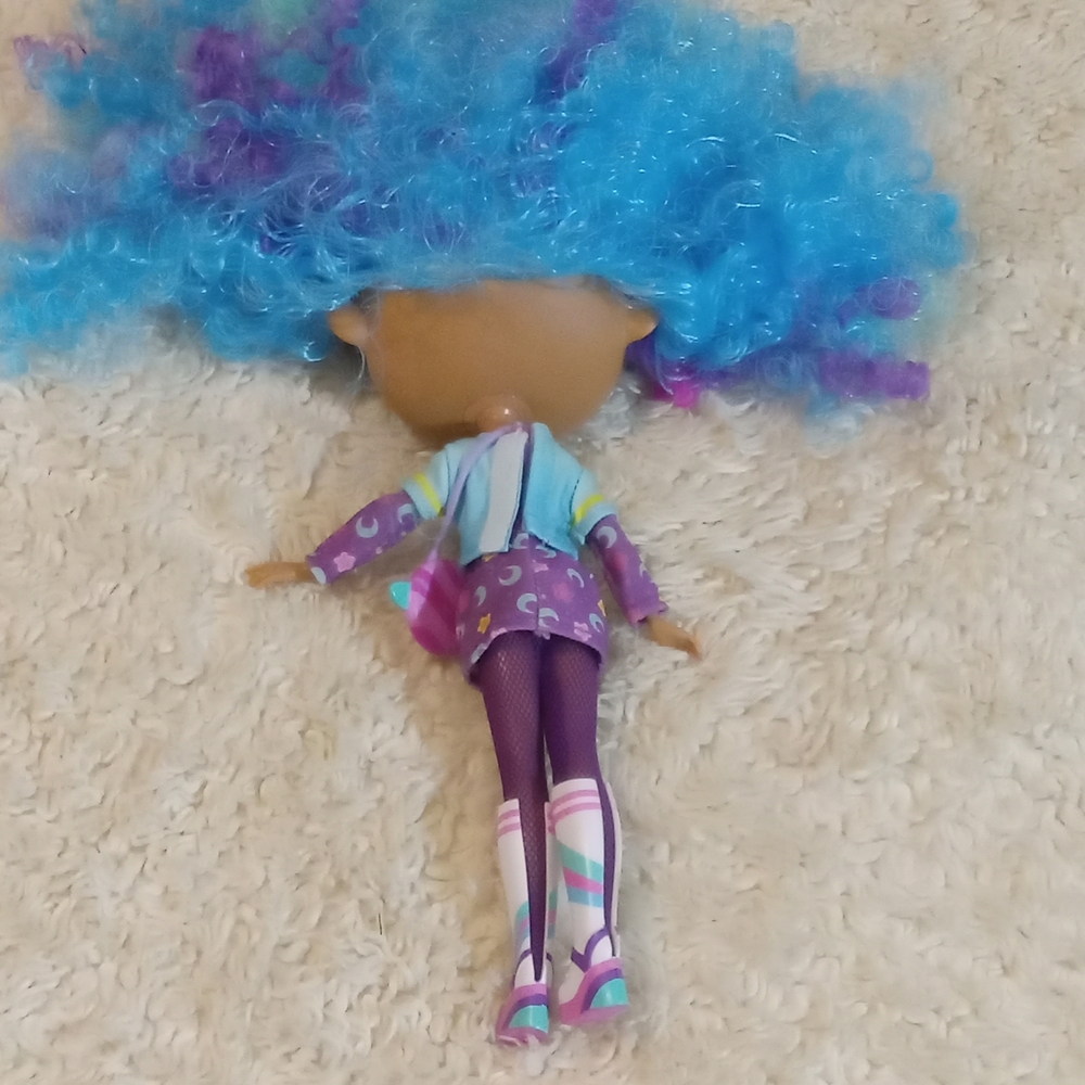 Colorful Curly Hair Doll with Blue and Purple Outfit - Picture 7 of 11